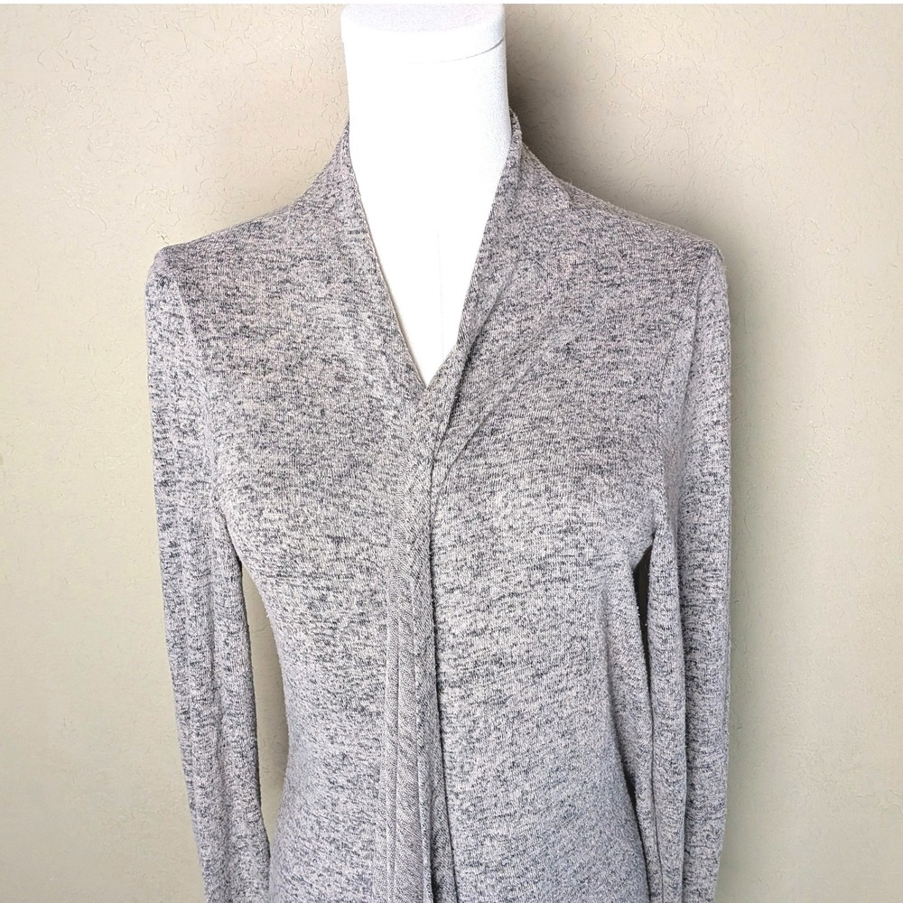 Philosophy Heather Taupe Open Front Cardigan Minimalist Cozy Casual Layer (Sz L) - Picture 2 of 10